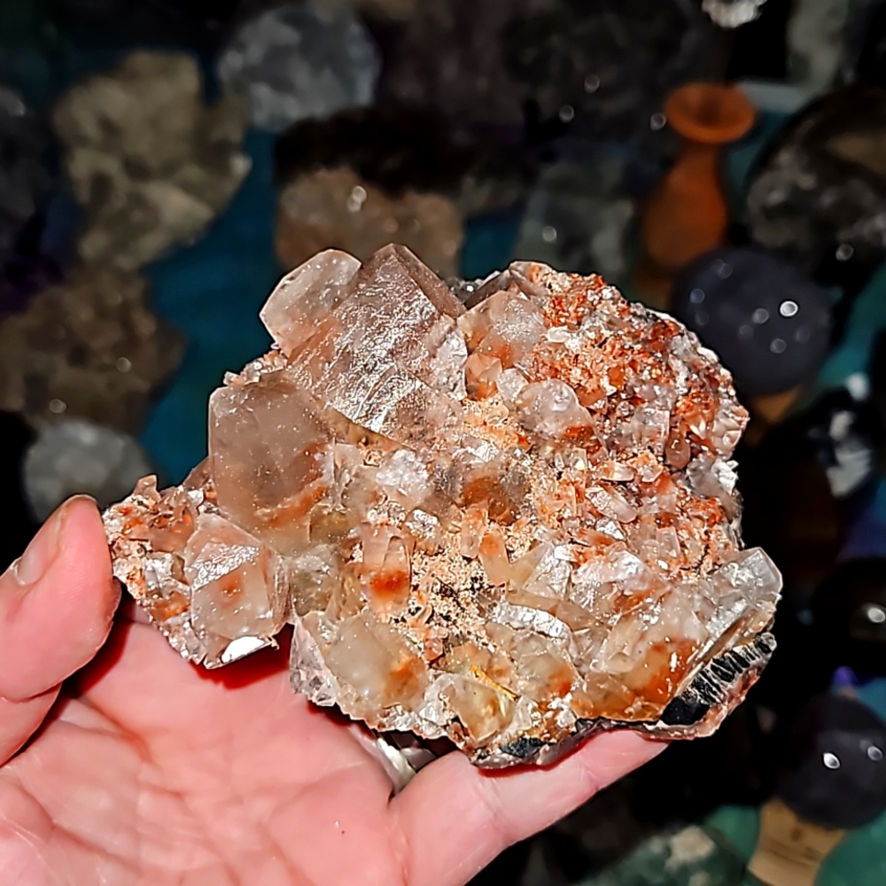 Red calcite cluster